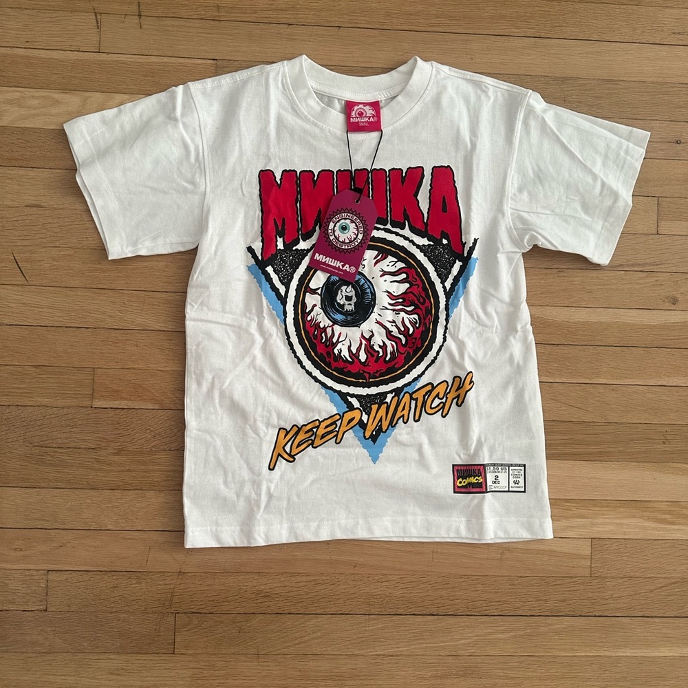 Mishka Keep Watch  White Graphic Mens T-Shirt Size Small NWT